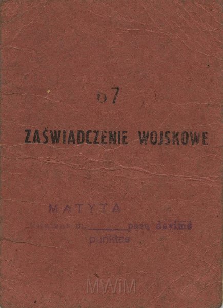 KKE 5432-1.jpg - Dok. Książeczka/Zaświadczenie Wojskowe. Zaświadczenie wydane przez WKU dla Michała Katkowskiego, Oszmiana, 8 V 1929 r.